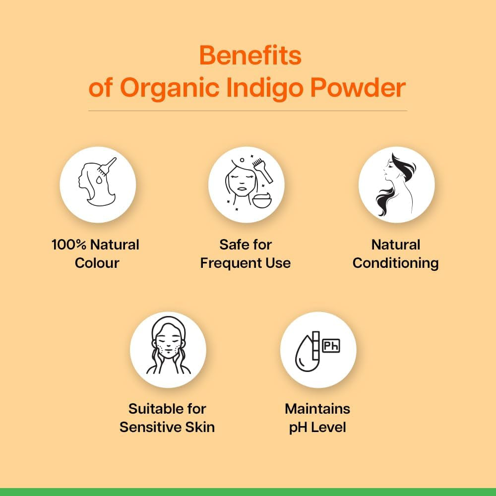 Organic Indigo Powder 250G - Organic Vegetal Hair Colour, Cruelty-Free, Natural Hair Colour & Conditioner