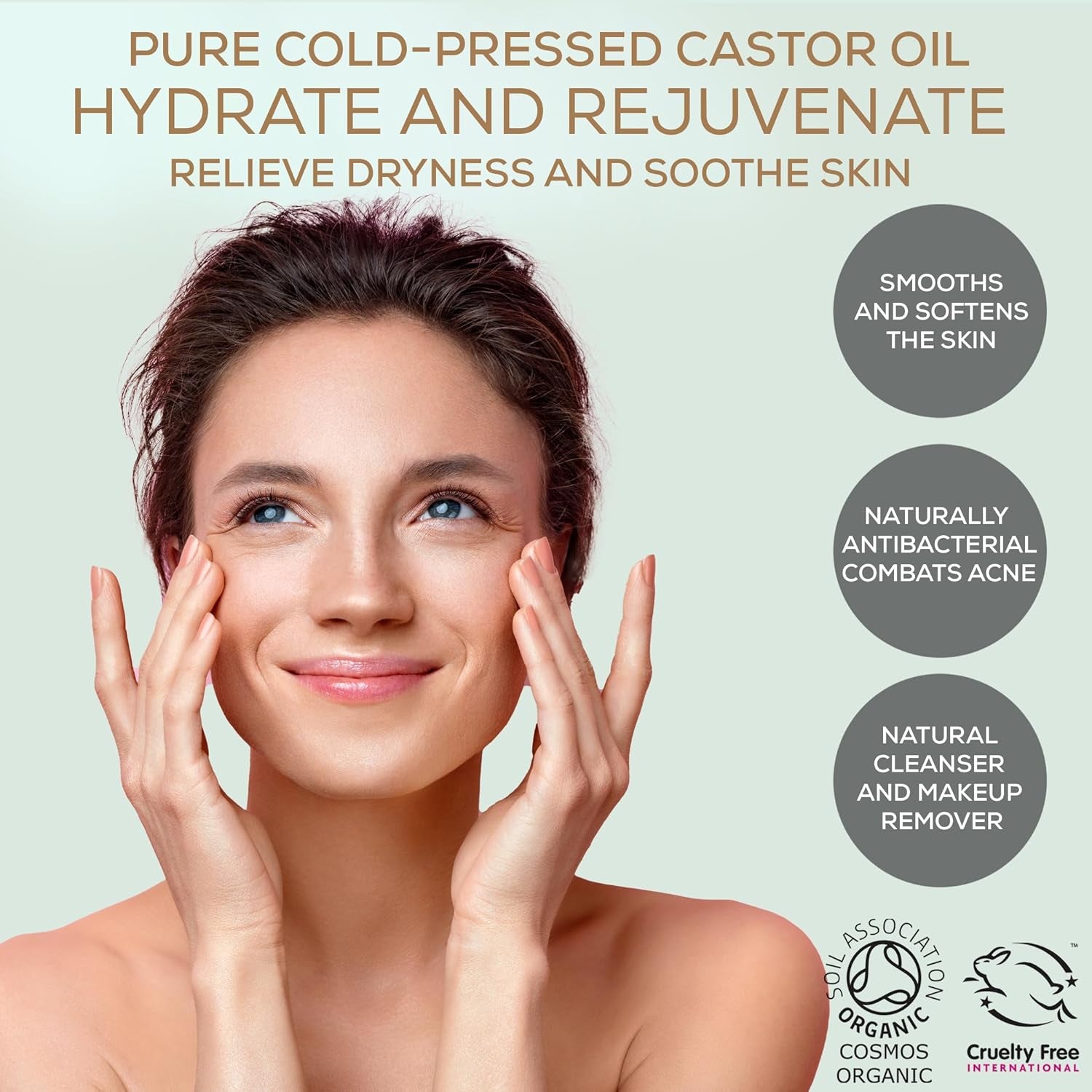 Certified Organic Castor Oil 100Ml – 100% Pure for Face, Eyebrows, Eyelashes & Hair – Natural, Cold-Pressed & Unrefined – Vegan & Cruelty-Free