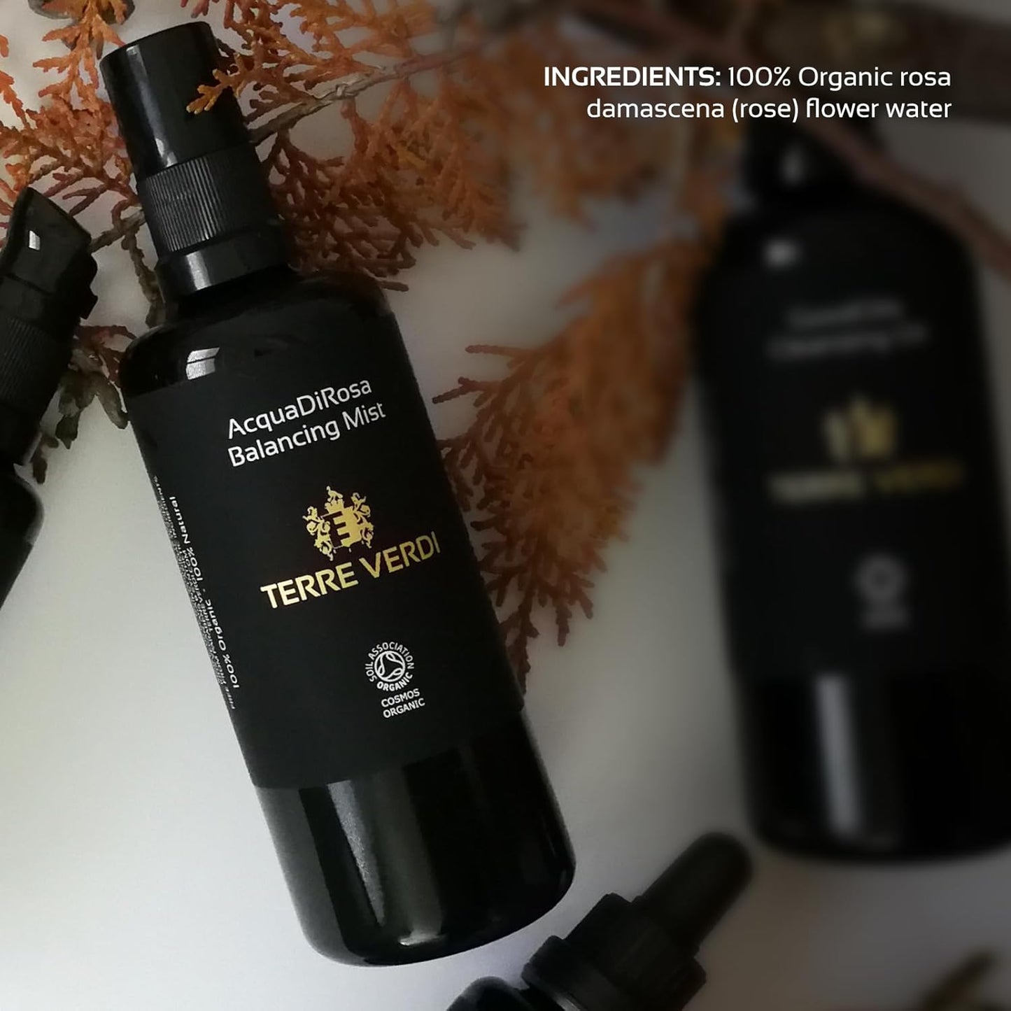Certified Organic Face Mist - Acqua Di Rosa Rose Water Mist - Skin Hydration for Dry Skin - Facial Mist, Hair Spritz, Rose Water Skin Toner - Vegan Cruelty Free Organic Skincare - 100Ml