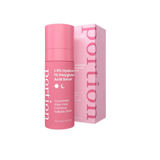 PORTION Hyaluronic Acid Serum: 1.5% Hyaluronic Acid & 1% Polyglutamic Acid - Face Serums for Mature Skin: anti Aging Serum for Face & Hydrating Serum - Face Serum for Women & Mens Skincare, 30Ml
