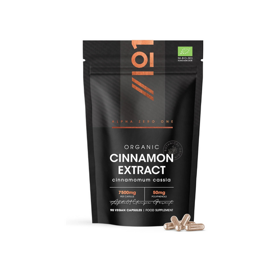 Organic Cinnamon Extract 7500Mg - 10% Polyphenols High Strength Cinnamon Supplement - 90 Vegan Capsules (3 Months Supply) - Resealable and Recyclable Pouch by