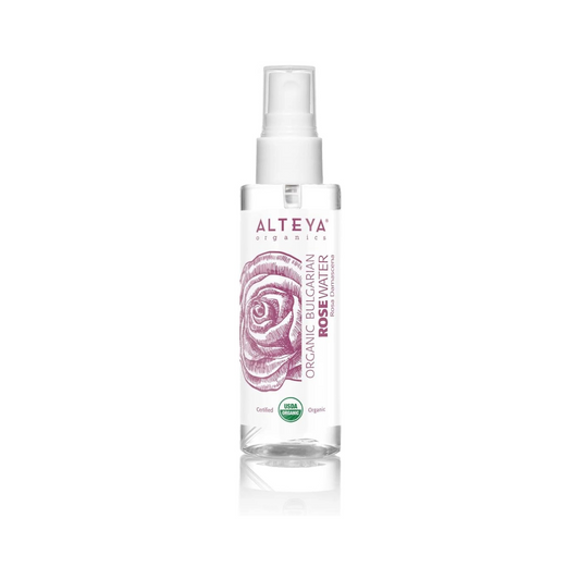 Alteya Organic Rose Water 100Ml Spray - Pure Organic Rosa Damascena (Damask Rose) Hydrolat - No Additives - USDA Certified Organic - Face Toner, Revitalizing Body, Condition Hair & Scalp
