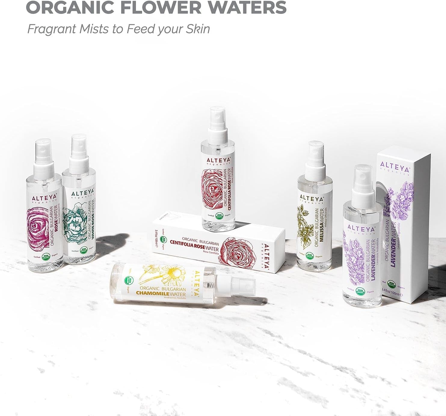 Alteya Organic Rose Water 100Ml Spray - Pure Organic Rosa Damascena (Damask Rose) Hydrolat - No Additives - USDA Certified Organic - Face Toner, Revitalizing Body, Condition Hair & Scalp
