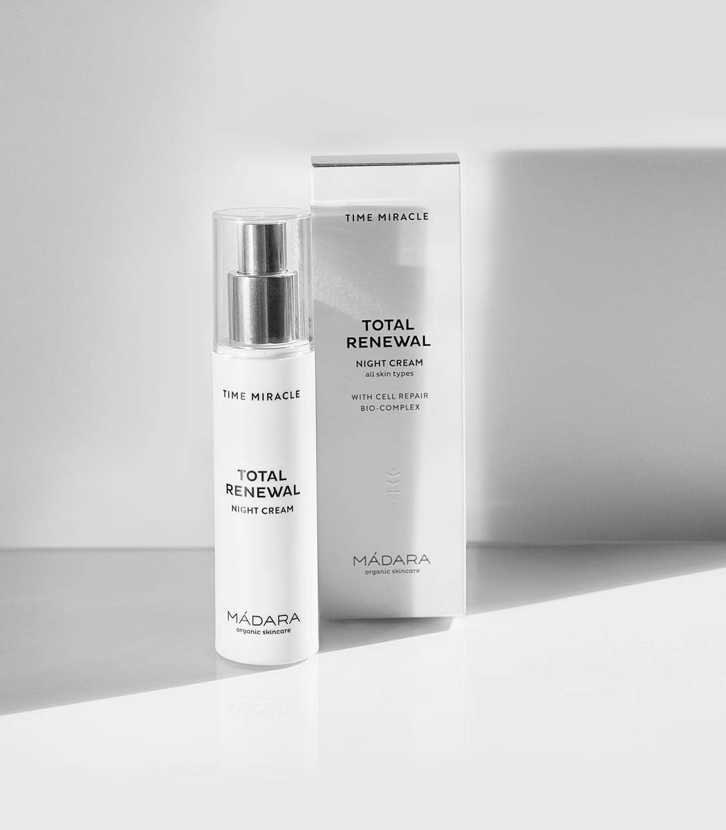 Organic Skincare | Time Miracle Total Renewal Night Cream - 50Ml, with Multi-Molecular Hyaluronic Acid and Balancing Physio-Zinc, Based on Northern Birch Water, Vegan, Ecocert Certified.