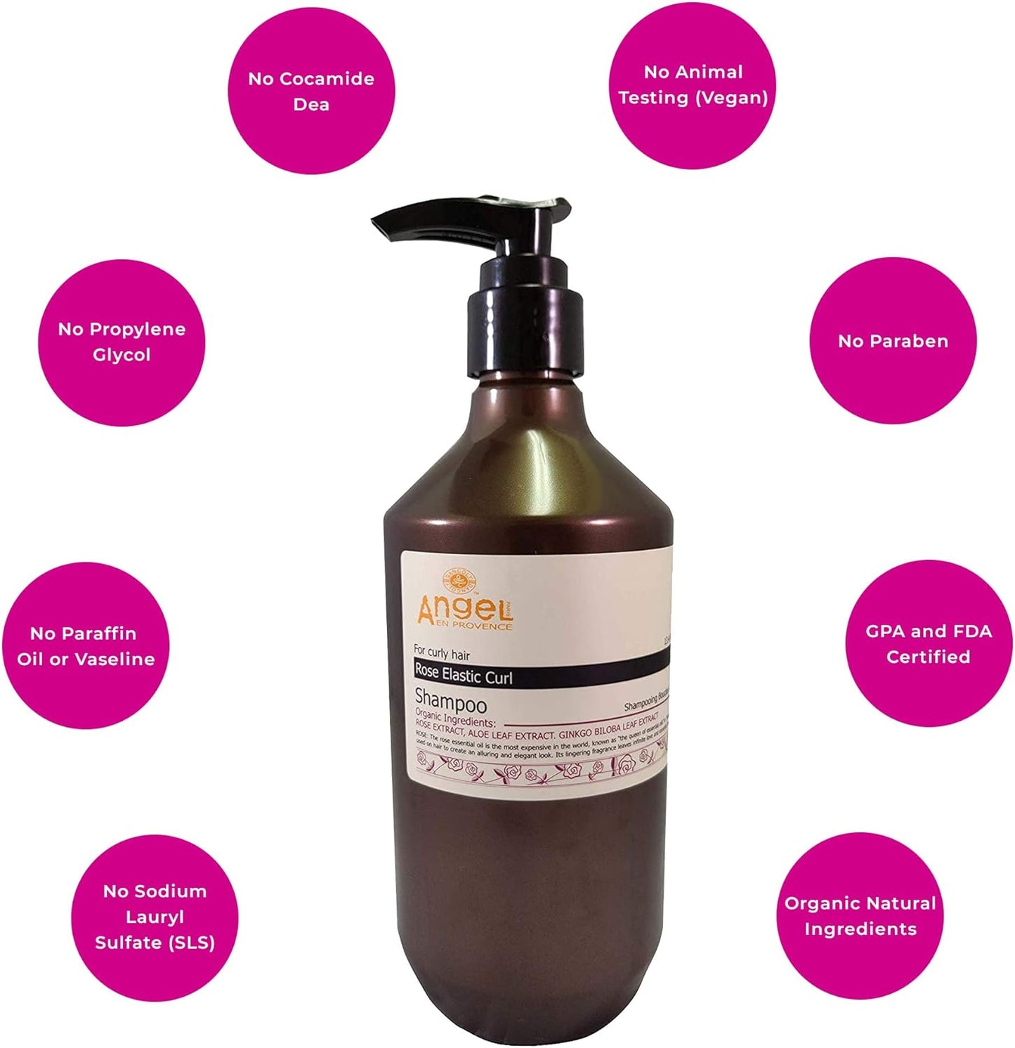 Organic Rose Elastic Curl Shampoo (Natural & Vegan Friendly) 400Ml